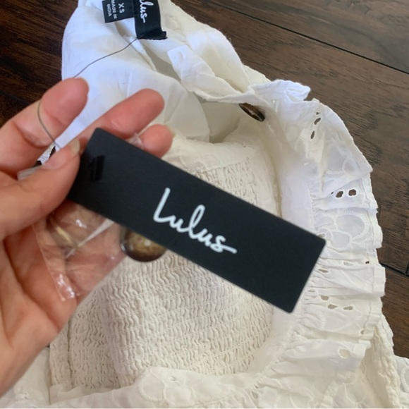 Lulus| NWT Sweet Bliss White Eyelet Ruffled Backless Mini Dress - Picture 9 of 9
